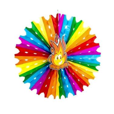 Imagem de Enfeite Junino Fogueira Tema Mixcolor em Celulose 50CM com 01 Unidade 