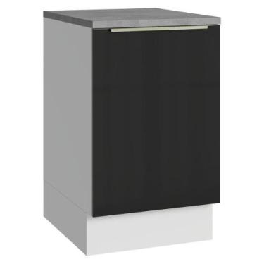 Imagem de Balcão De Cozinha 50 Cm 1 Porta Branco/preto Lux Madesa Branco/preto