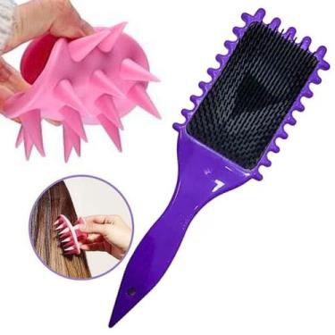 Imagem de Escova Fitagem Para Cabelo Cacheado e Escova Capilar Massageadora Sili