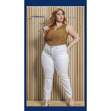 Imagem de Calças feminina branca estilo SKINNY - Black jeans, Branco, 54