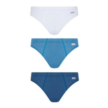 Imagem de Kit 3 Cuecas Slip Algodão Infantil Menino Lupo, PP, Azul