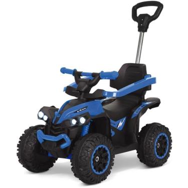 Imagem de Veículo Elétrico Infantil Quadriciclo 6V com Som Player USB Haste Guia Faróis Azul Maral