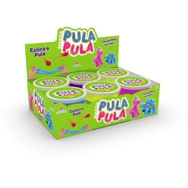 Imagem de Massa para Modelar Pula e Molda Superleve Pula e Estica 25g Display com 12 Unidades Polibrinq