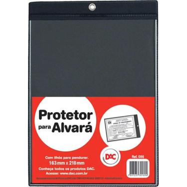 Imagem de Porta Alvará DAC em PVC com Ilhós 163mm X 218mm Pacote com 5 Unidades Preto e Cristal