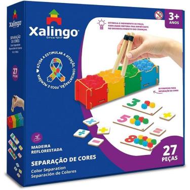 Imagem de Brinquedo Pedagógico Separação de Cores e Contagem com Pompons Palitinhos Xalingo Brinquedos