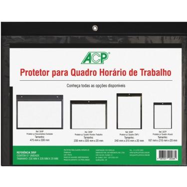 Imagem de Porta Alvará Quadro Horário de Trabalho Horizontal 240mm X 340mm Plástico Preto