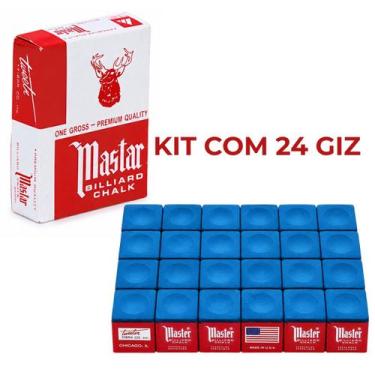 Imagem de Kit Com 24 Giz de Sinuca Profissional Premium Master Azul - Castela - 