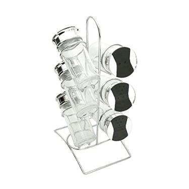 Imagem de WOLFF - Conjunto 6 Potes Vidro Borossilicato C/Tampa Plástico e Suporte Metal Tinno 14x10x29cm