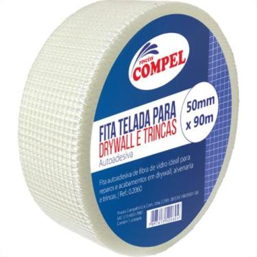 Imagem de Fita Telada Compel Fibra De Vidro Para Drywall Trincas Autoadesiva 50M