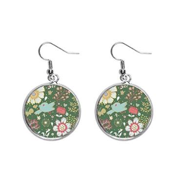 Imagem de Brinco de prata com pingente de flor verde escuro para mulheres