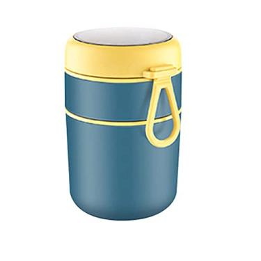 Imagem de Lancheira de Aço Inoxidável Copo Com Colher Comida Jarra Térmica Sopa Isolada Recipientes Térmicos Thermische Lancheira (Azul 710ml)