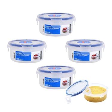 Imagem de Kit Jogo 4 potes hermético tampa travas redondo porta papinha bebê sem BPA Lock&Lock 300mL