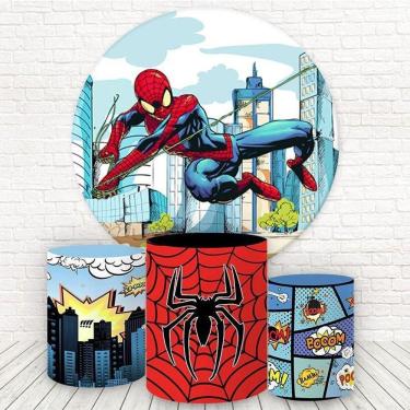 Imagem de Painel Redondo E Capas 3D Sublimado Homem Aranha Fkpc-120