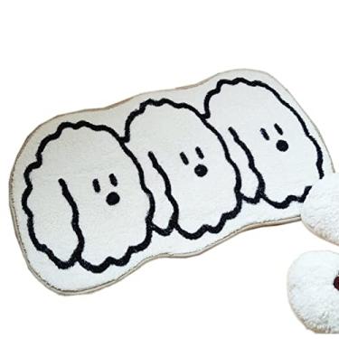Imagem de SHENGANG Tapete de pelúcia para porta de cachorro de desenho animado antiderrapante para área de animais de anime tapete absorvente de água para banheiro carpete almofada para os pés quarto infantil, b,59x37cm