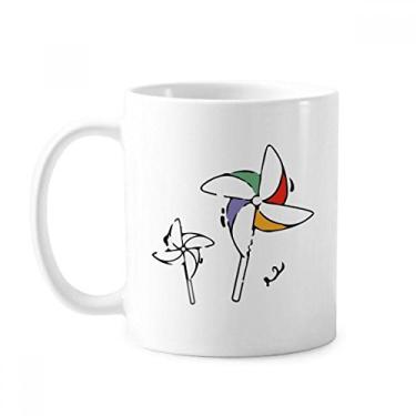 Imagem de Moinho de vento clima ilustração padrão caneca cerâmica cerâmica café porcelana copo talheres