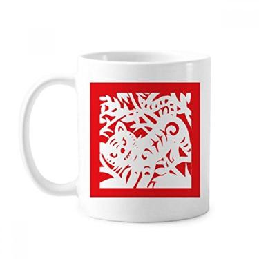 Imagem de Caneca de cerâmica do zodíaco com corte de papel Tigre Animal China Caneca de cerâmica xícara de porcelana de café