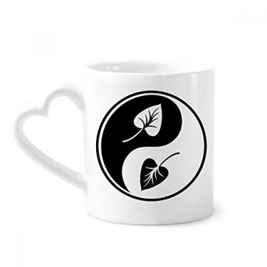 Imagem de Caneca Culture Customs preta e branca Yin-yang café cerâmica copo de coração de vidro