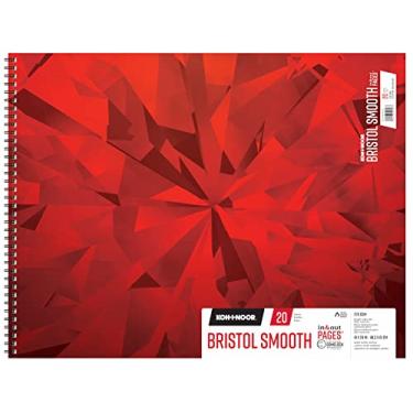 Imagem de Koh-I-Noor Bloco de papel branco brilhante Bristol com páginas internas e externas, 270 g/m², 48 x 60 cm, encadernado com fio lateral, 20 folhas por bloco (26170412613)