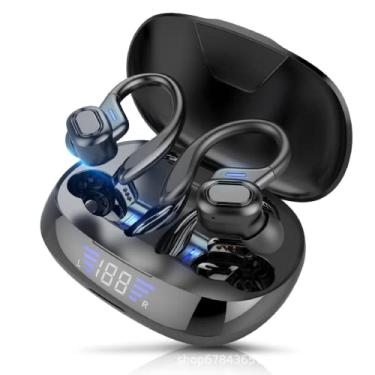Imagem de Fone de ouvido HONGTT VV2 sem fio Bluetooth 5.0 TWS, fones de ouvido com gancho TWS 9D estéreo com microfone embutido adequado para esportes, jogos, preto