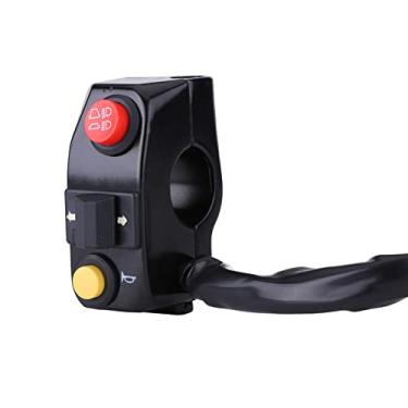 Imagem de Controle de interruptor de guidão de motocicleta, interruptor de guiador de seta com buzina de direção de controle de guidão de buzina para decoração de carro (preto)