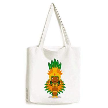 Imagem de Sacola de lona com desenho laranja Wild Brazil bolsa de compras casual