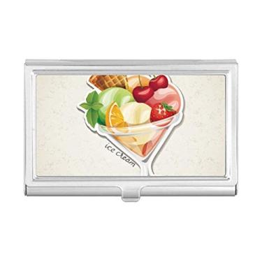 Imagem de Porta-cartão de visita laranja cereja morango fruta doce sorvete caixa de bolso carteira