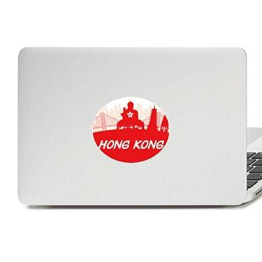 Imagem de Adesivo de notebook com emblema de vinil chinês Hongkong vermelho contorno