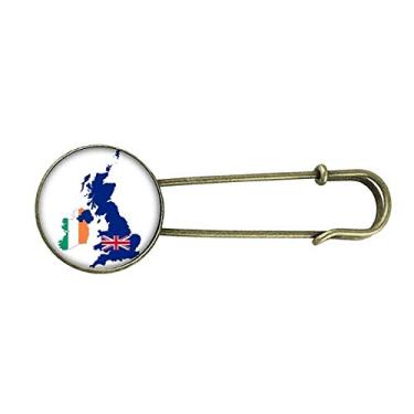 Imagem de Mapa da Grã-Bretanha, bandeira da Irlanda, país do Reino Unido, Retrô, broche de metal