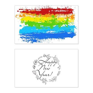 Imagem de Stippling Rainbow Gay LGBT Festival de Ano Novo Cartão de felicitações Mensagem de Abençoamento Presente