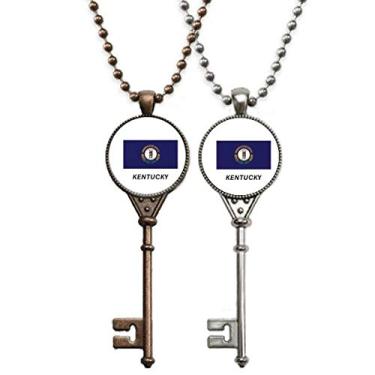 Imagem de OFFbb-USA Colar com pingente de bandeira do estado do Kentucky para decoração de casais