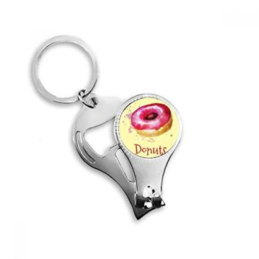 Imagem de Aquarela pintado à mão rosquinha rosquinha sobremesa apontador de unhas chaveiro abridor de garrafa