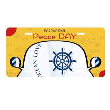 Imagem de DIYthinker Placa de carro azul marinheiro da Rudder Ocean Love Sea Decoração Dia da Paz