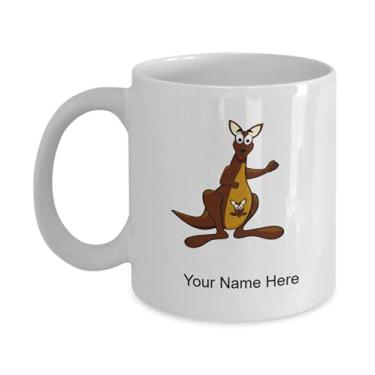 Imagem de Caneca canguru personalizada - Caneca de café para amantes de canguru, ideia para crianças meninos e meninas Amor - Caneca de café de 325 ml