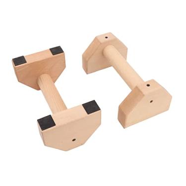 Imagem de 2 Peças de Barras Push Up Equipamento de Calistenia Antiderrapante de Madeira para Alças Push Up para Chão de Madeira (25 cm / 9,8 pol.)