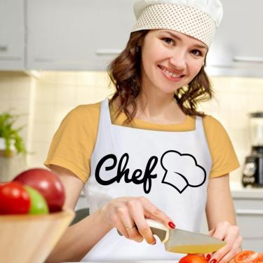 Imagem de Avental De Cozinha Chef Adulto Pvc Cores Diversas Preto Branco