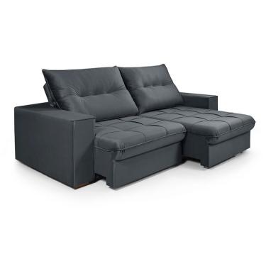 Imagem de Sofá 3 lugares Retrátil e Reclinavél Cancun Veludo Grafite 230 cm