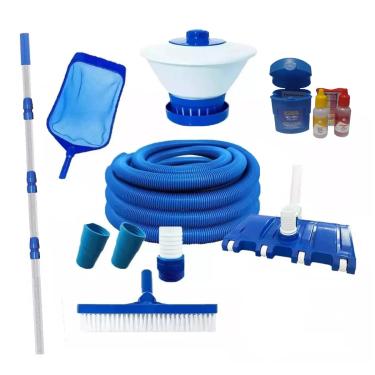 Imagem de Kit Limpeza Piscinas Fibra Vinil Alvenaria Cabo Mangueira 5m