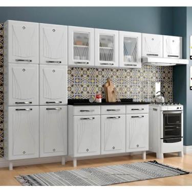 Imagem de Cozinha de Aço Completa Telasul Star New com Vidro e Balcão Branco
