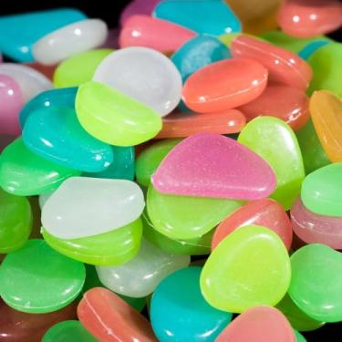 Imagem de Leadigol 100 peças de pedras luminosas, pedras de cor mista que brilham no escuro, seixos decorativos DIY para aquário aquário calçada jardim ornamentos