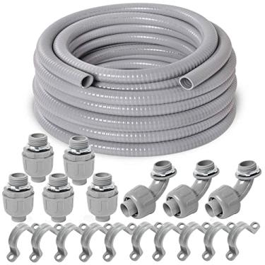Imagem de Kit de conduíte elétrico yariwiz flexível de PVC com 5 peças de acoplamento, cotovelo de 3 peças e 10 peças, vedação hermética, fio hermético flexível, cinza não metálico