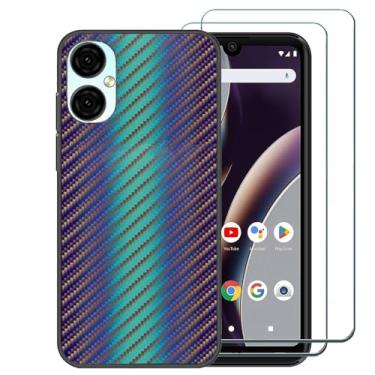 Imagem de Ranyi Capa para BLU G53 com protetor de tela, capa de celular BLU G53, padrão ondulado gradiente colorido, fina, proteção flexível, capa de borracha de silicone para smartphone BLU G53 de 6,5