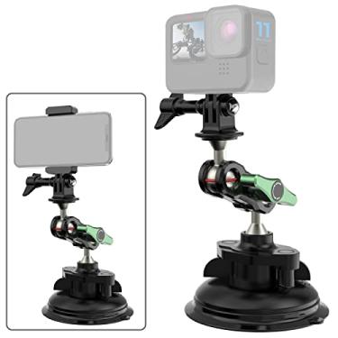 Imagem de FiTSTILL Suporte de ventosa para Go Pro Hero 13 12 11 10 9 8 7 6 5 Preto, Max, Insta 360 X5 X4 X3 X2 ONE, DJI OSMO Action 5 Pro/4/3, com adaptador de rosca padrão de 1/10.2 cm-20, mecanismo de cabeça
