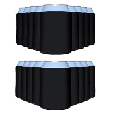 Imagem de PartyPrints Pacote com 25 capas térmicas pretas em branco, espuma isolada de sublimação a granel personalizável para cerveja, suporte de bebida simples dobrável, isolante de refrigerante frio, regular