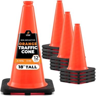 Imagem de Cones de trânsito laranja de 45,7 cm, pacote com 12 - Cone de segurança de plástico PVC multiuso para estacionamento, futebol, cuidado, crianças e construção - por Xpose Safety