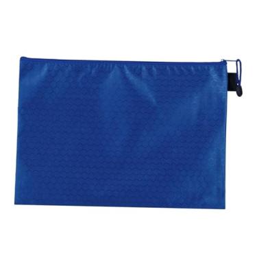 Imagem de Milageto Bolsa com zíper b5 pasta de arquivo zip saco de lápis envelopes de documentos letras organizador de recibos para casa, escola, escritório comercial, Azul