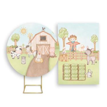 Imagem de Painel De Festa Redondo 1,50x1,50 + Painel Vertical 1,50x2,20 - Fazend