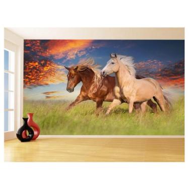 Imagem de Papel De Parede Animais Casal Cavalos Fenda 3,5M Anm314 - Você Decora