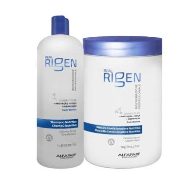 Imagem de Kit Shampoo + Mascara Alfaparf Real Rigen Nutritive 1L - Alfaparf Mila