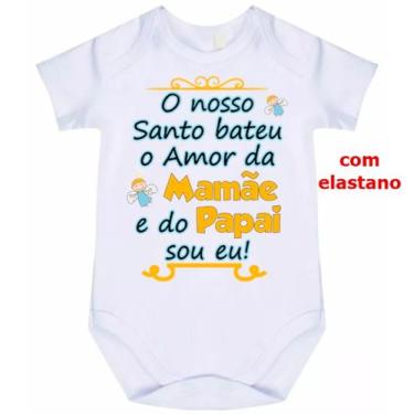 Imagem de body bebê nosso santo bateu o amor da mamãe e do papai sou eu cód 1272