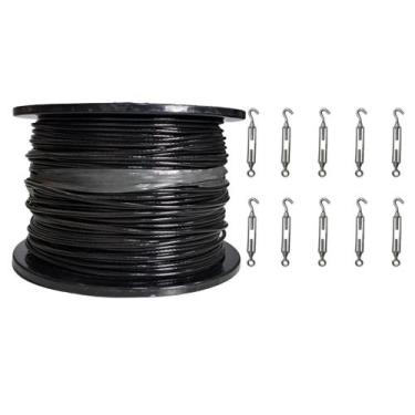 Imagem de Bobina 50M Cabo Aço 6x19 Revestido PVC 3/16 + 10 Esticadores - Shoplon